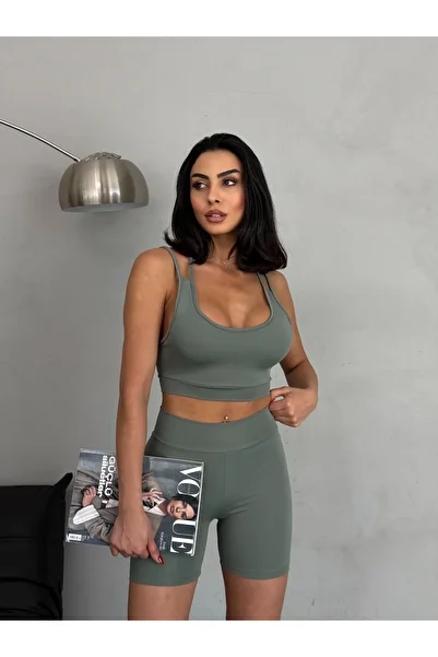 Edsize High Waist Recovery Cross Back Detailed Slim Fit Women's Tights Set