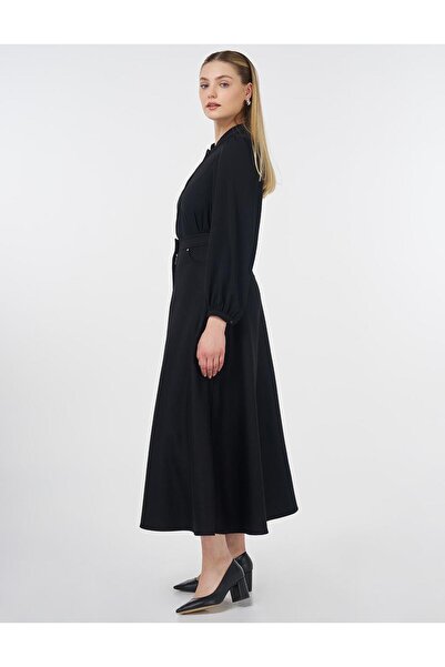 Kayra Fermuar Detaylı Keçe Etek Siyah