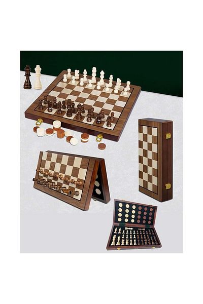 sedu Chess and Checkers Set with Wooden Magnet Chamber