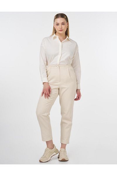 Kayra Shirt Collar Basic Poplin Tunic Ecru