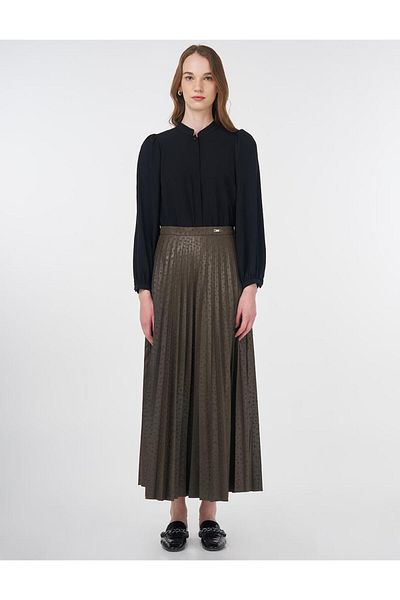 Kayra Fusta plisată cu model de buline kaki