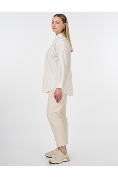 Kayra Πουκάμισο Poplin με κουμπιά εκρού