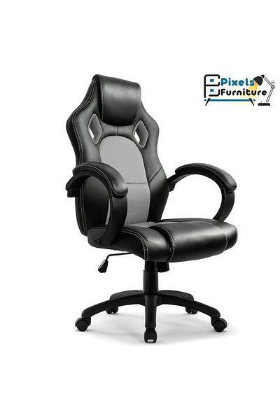 PixelsFurniture Pixel Furniture Leather Gaming Chair, Comfortable High Back Computer Office Chair with Head Support