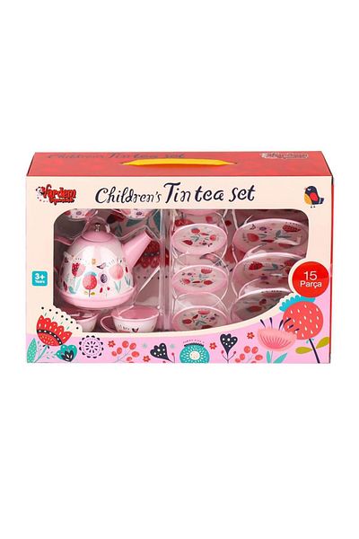 Mulvix Nessiworld 998A-998B Flower Patterned Metal Tea Set 15 Pieces -Vardem Toy