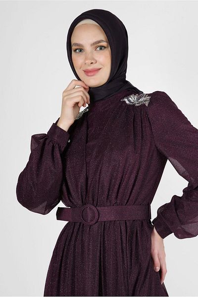 Alvina ROCHIE DE SEARĂ DETALIE TUL CU CUREA SILVERY 50309