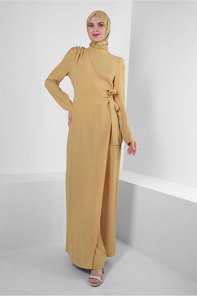 Alvina Binding Detailed Crepe Jumpsuit 42885