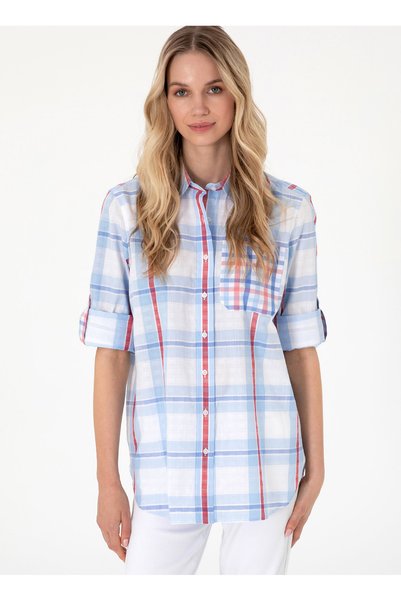 U.S. Polo Assn. U.S. Polo Assn. Comfort Fit Shirt Collar Light Indigo Women's...