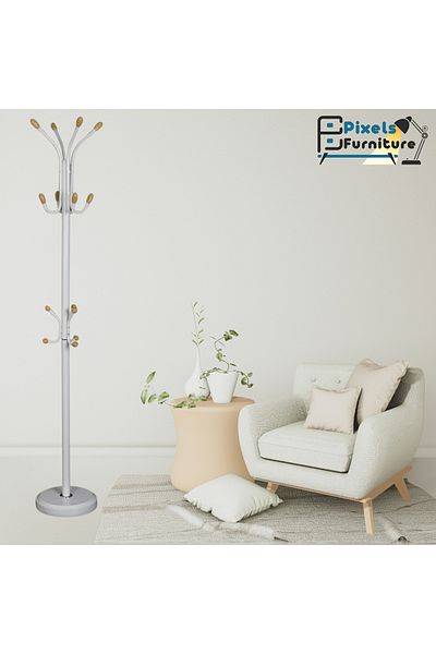 PixelsFurniture Modern Design Metal Clothes Hanger, Marble Base with 12 Hooks for Hanging Clothes and Scarves by Pixel Furniture