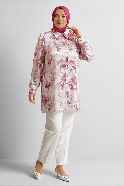Alvina Patterned Satin Tunic 20708