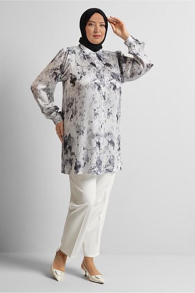 Alvina Patterned Satin Tunic 20708
