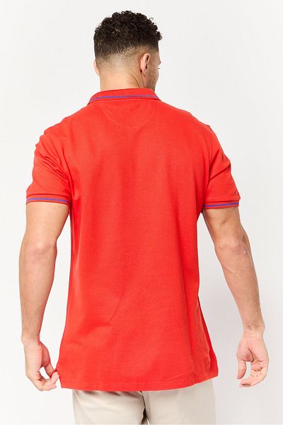 Lee Men Regular Fit Embroidered Logo Short Sves Polo Shirt, Red
