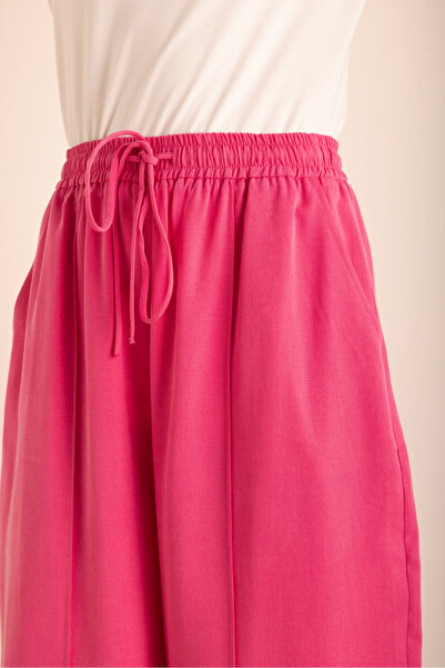 Aker Fuşya Beli Lastikli Cotton Pantolon