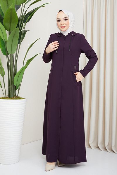 hafsamina Φερμουάρ με κουκούλα Plum Ferace