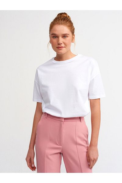 Dilvin Tricou de bază alb 3683 - Femei