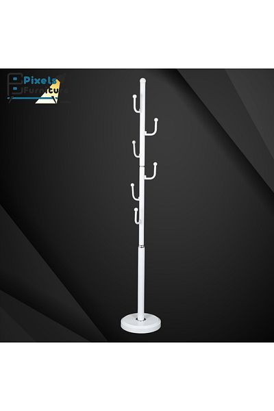 PixelsFurniture Pixel Furniture Modern Design Metal Clothes Hanger, Marble Base with 6 Hooks for Hanging Clothes and Scarves