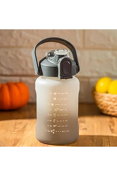 Hepta Collection Porsima 700.114 Water Bottle - Motivational Water Bottle - Plastic Colorful Sports Water Bottle - Gray White 1000 ml