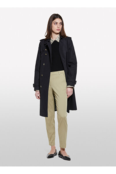 Sisley Mid Waist Loose Cut Beige Women's Trousers 4Byw55Ah6