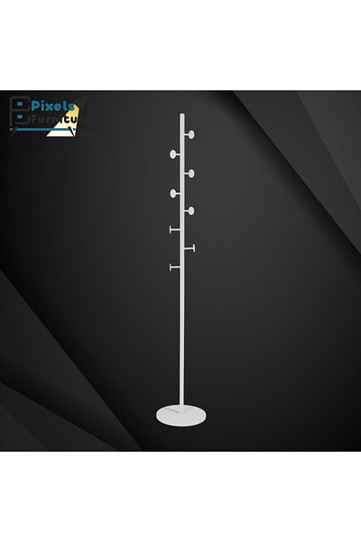 PixelsFurniture Pixel Furniture Modern Design Metal Clothes Hanger, Marble Base with 8 Hooks for Hanging Clothes and Scarves