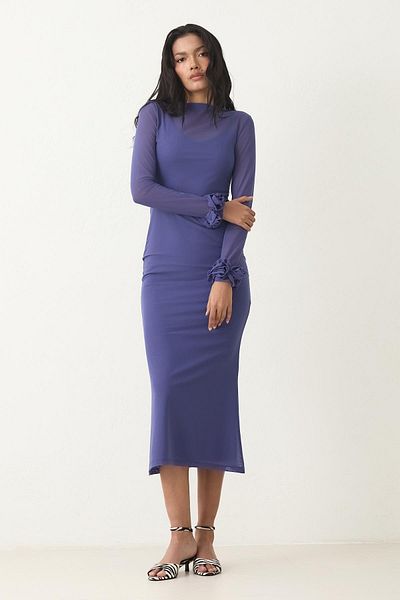 Setre Rochie violet transparentă și cu mâneci lungi