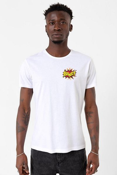 Tshirthane Big Bang Theory Bang Logo Λευκό ανδρικό μπλουζάκι με λαιμόκοψη