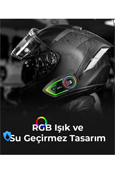 Genel Markalar A60 2X Motosiklet Kask Kulaklığı Bluetooth Intercom Rgb Işıklı 2 Intercom Bağlantılı 300M Mesafe
