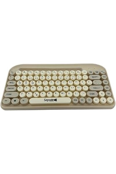 Genel Markalar Saywin Bluetooth Klavye Renkli Retro Kablosuz Klavye Daktilo Görünümlü Tuş Tasarımı Şık Ve Kullanış