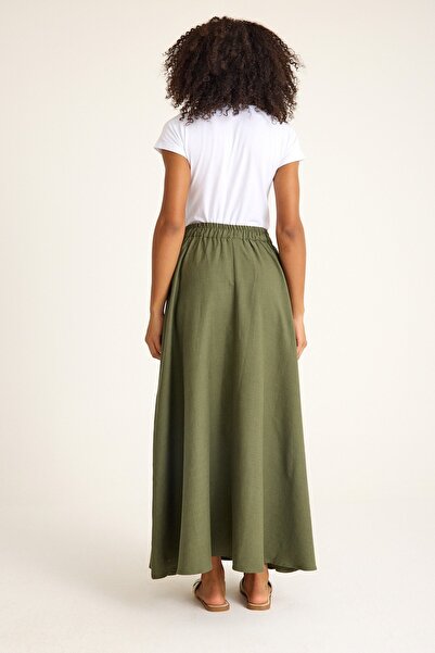 QANU Green Linen Skirt