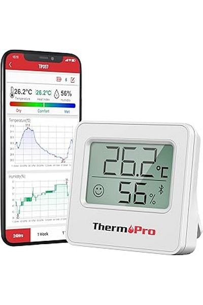 Mu Art Ahşap Tp357 260ft Bluetooth Hygrometer, with Remote Temperature and Humidity Monitor and Smart App, Maximum and m