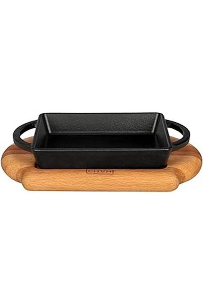 Hepta Collection Lava Baking Dish Lv Eco P Tv 1215 K4 Rectangular Schale and Holzplatter, Measures 12 X 15 Cm, Pour D