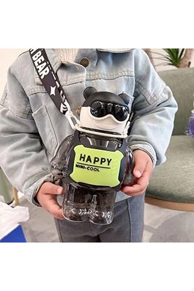 Hepta Collection Yunhan Cute Robot Shaped Water Bottle, Quality Luxury Children's Water Bottle 0.8 Lt (Black)