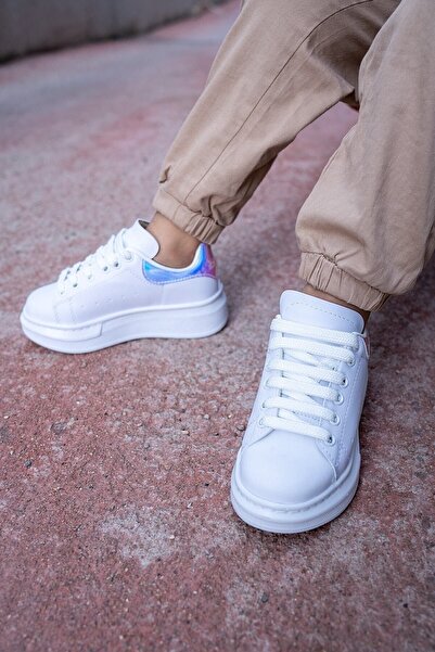 Shupe Dívčí bílé hologramové tenisky se silnou podrážkou Pohodlná sportovní obuv