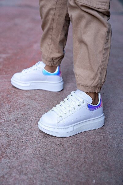 Shupe Dívčí bílé hologramové tenisky se silnou podrážkou Pohodlná sportovní obuv