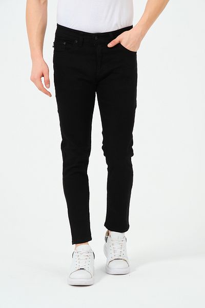 moda biz Ανδρικό Black Slim Fit Laser Jeans - Skinny Jeans