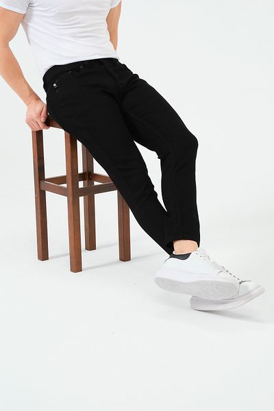 moda biz Ανδρικό μαύρο τζιν Extra Slim Fit Skinny τζιν παντελόνι Lycra μέχρι τον αστράγαλο