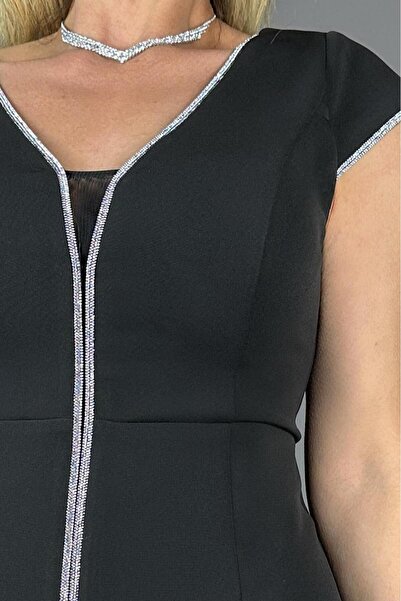 gesmoda G1401 Stone Detailed Evening Dress Black