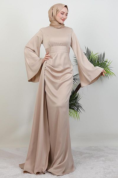 GİYZAMİLA Κρέμα βραδινού φορέματος Jasmine Satin