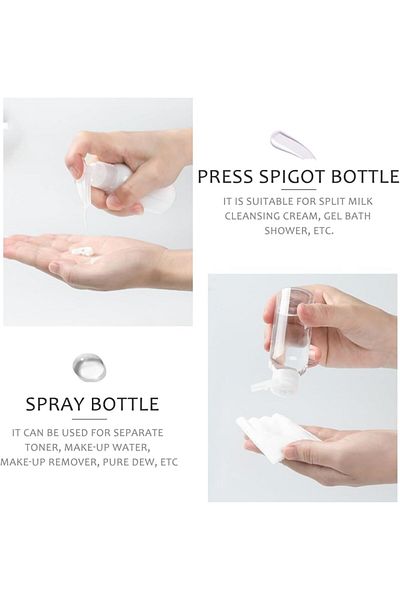 TECOS Set recipiente pentru cosmetice, Tecos, transparent, 9 piese, ideale pentru trusa de calatorii