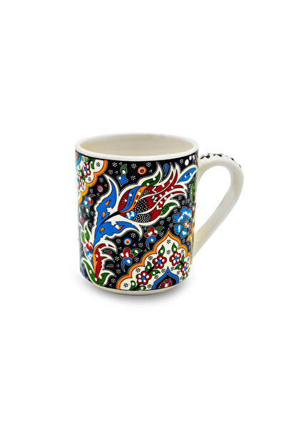 Nicaea Home El Yapımı Seramik Kupa Organik Boya Lale Figürü