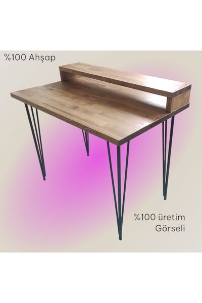 Alp E Ticaret Çalışma Masası %100 Çam Masif Demir Ayaklı 2