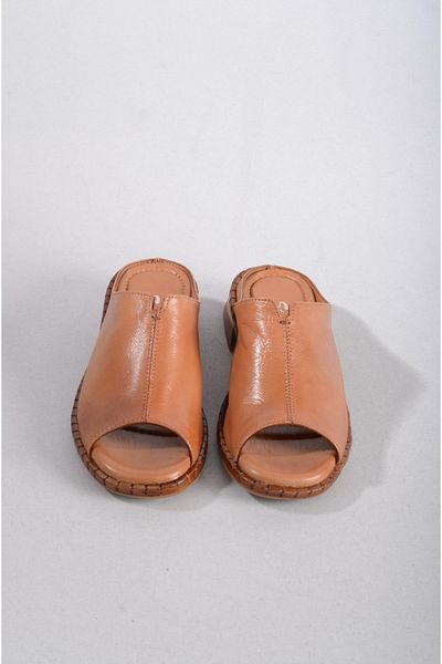 SEÇ KUNDURA SEÇ 022 Genuine Leather Women's Slippers - Tan