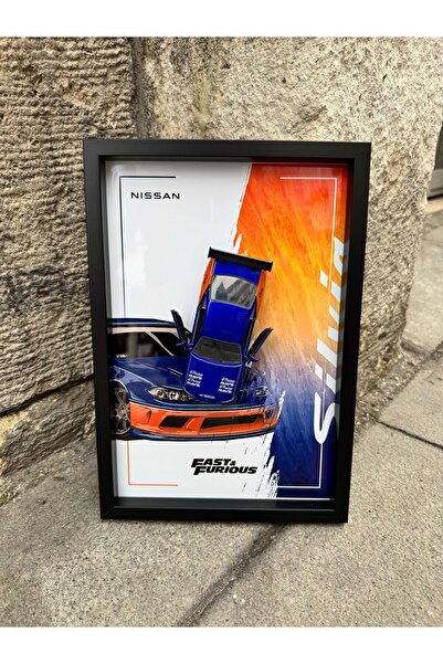 HOT WHEELS FAST AND FURİOUS NİSSAN SİLVİA S15 20X30 cm Çerçeveli Metal Levha ...