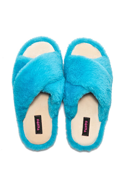 Twigy Сині перехресні плюшеві жіночі домашні капці - 36/41