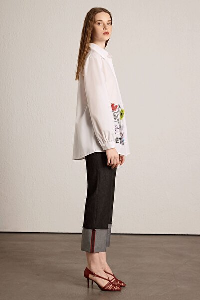 UPGRADE Ön Baskılı Gömlek Beyaz