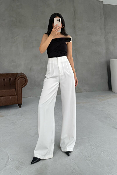 Seda Yalçın Atelier Ecru Pencil Wide Leg Trousers