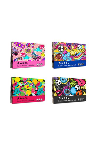 Adel Painting Notebook Fun Cardboard Cover 35X50, 15Yp,90G Paper,Perforated Page (Mixed Color Sent)