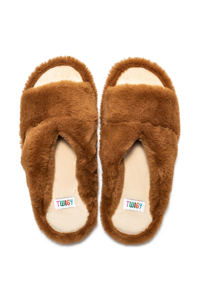Twigy Moli Peluş Kadın Ev Terliği Kahverengi 36/41