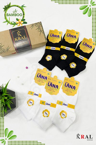 KRAL SOCKS Women's Bamboo Socks (6 Pairs) Colorful Gift Boxed Booties Women's Socks