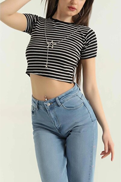 İKLİM LİFE Μπλούζα με ρίγες με λεπτομέρεια κολιέ