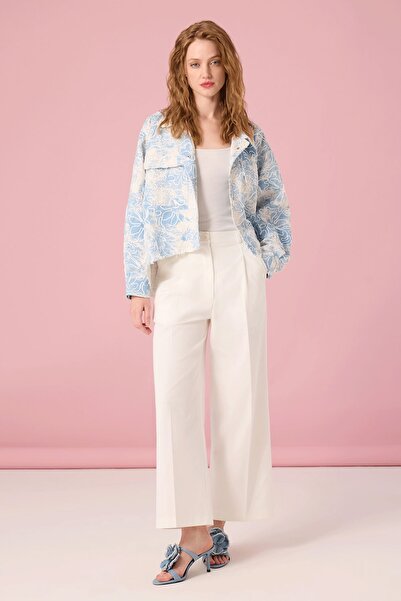 UPGRADE Nakışlı Batik Denim Ceket Pastel Mavi