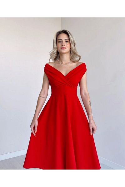 nedo7 Women's Short Sleeve Double Breasted Collar Skirt Flounce Crepe Dress